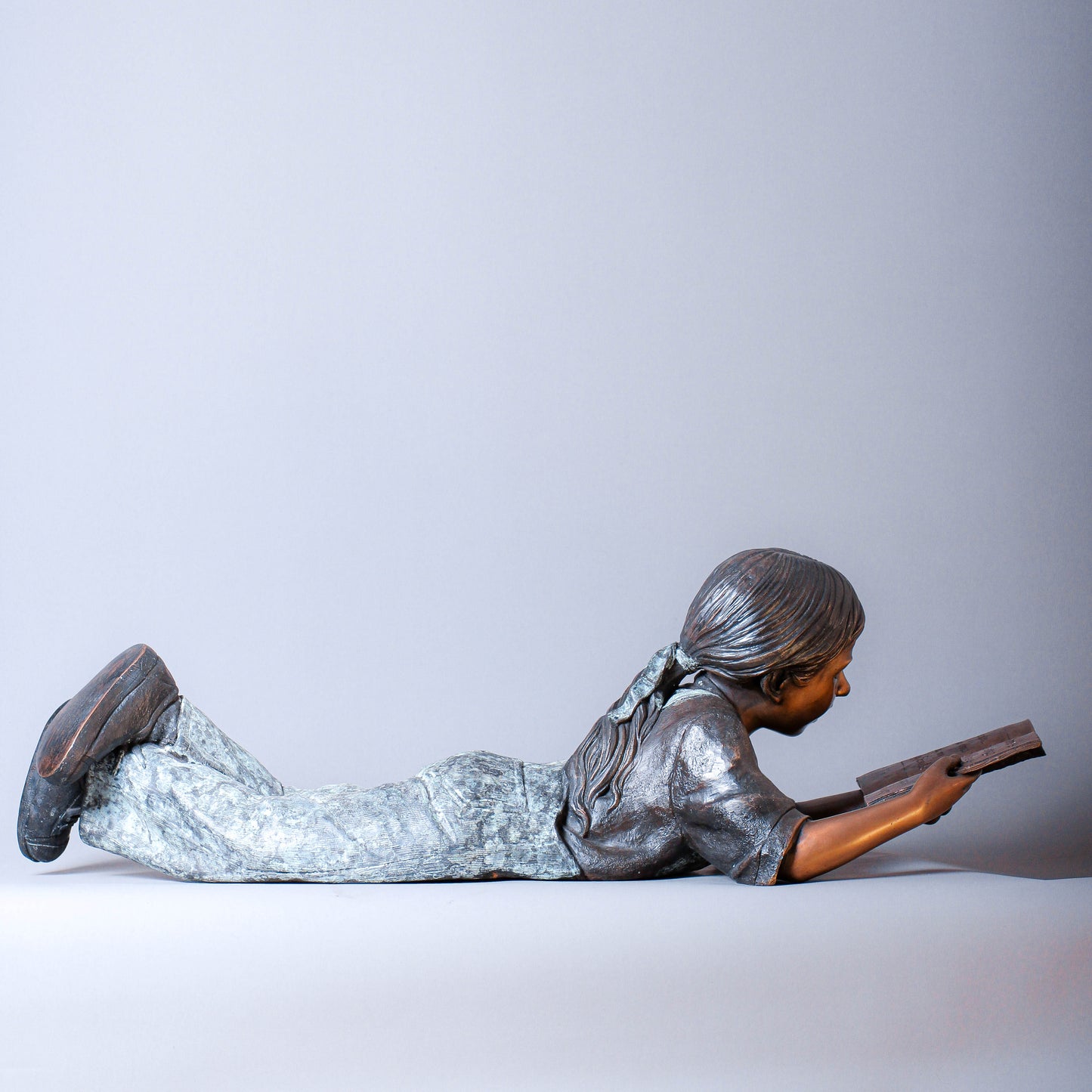 Girl Reading A Book Bronze Sculpture