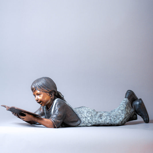 Girl Reading A Book Bronze Sculpture