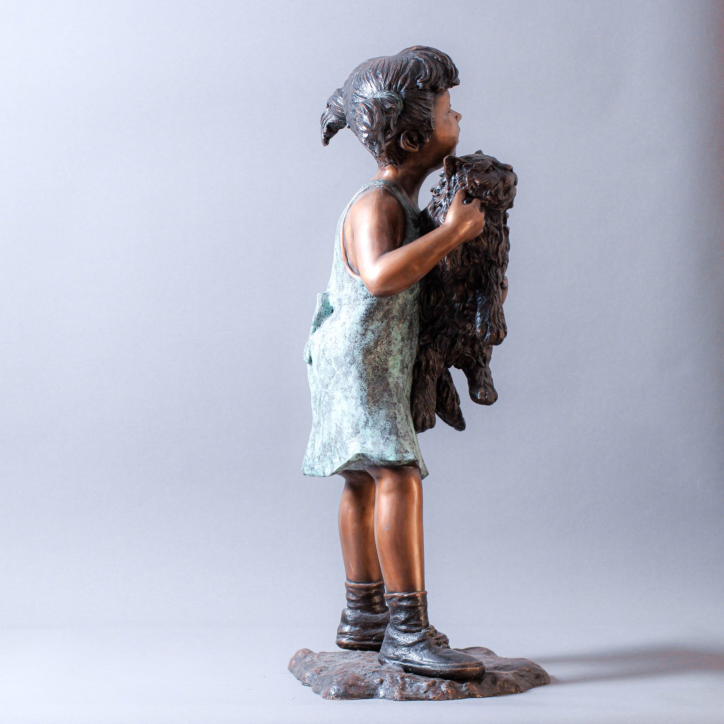 Little Girl Holding A Cat Bronze Sculpture