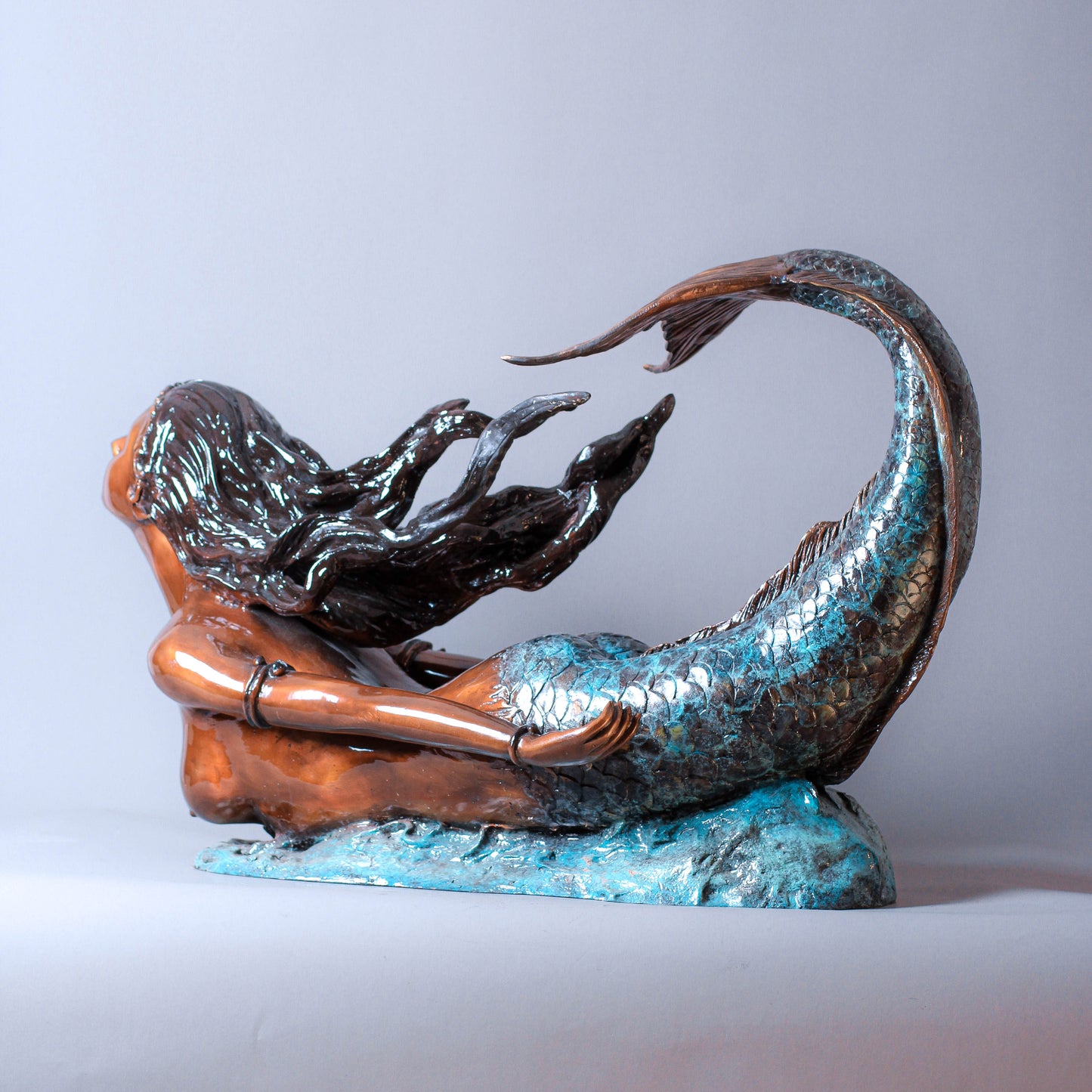 Mermaid Bronze Table Base in Color