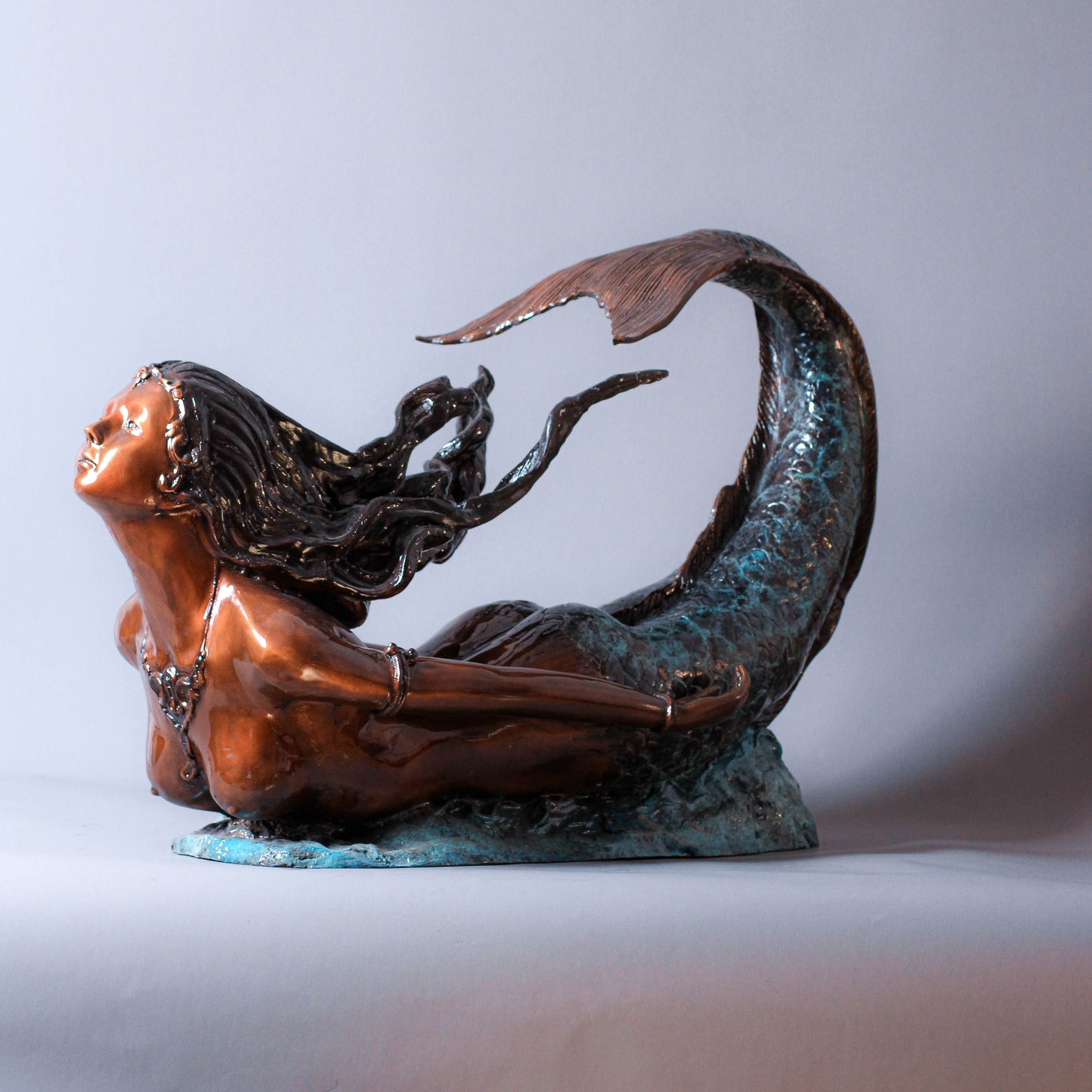 Mermaid Bronze Table Base in Color