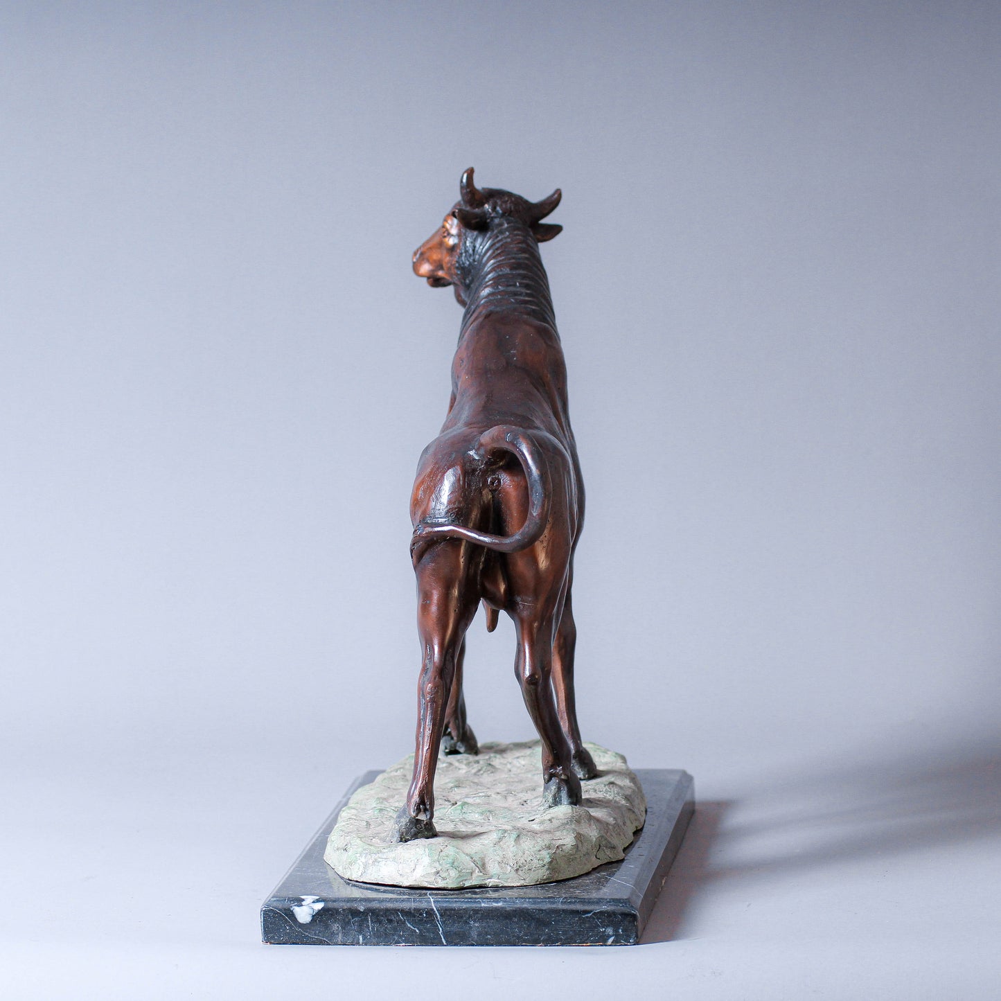 Bison Bronze Sculpture With The Marble Base