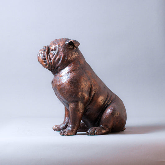 Sitting Bulldog Bronze Sculpture