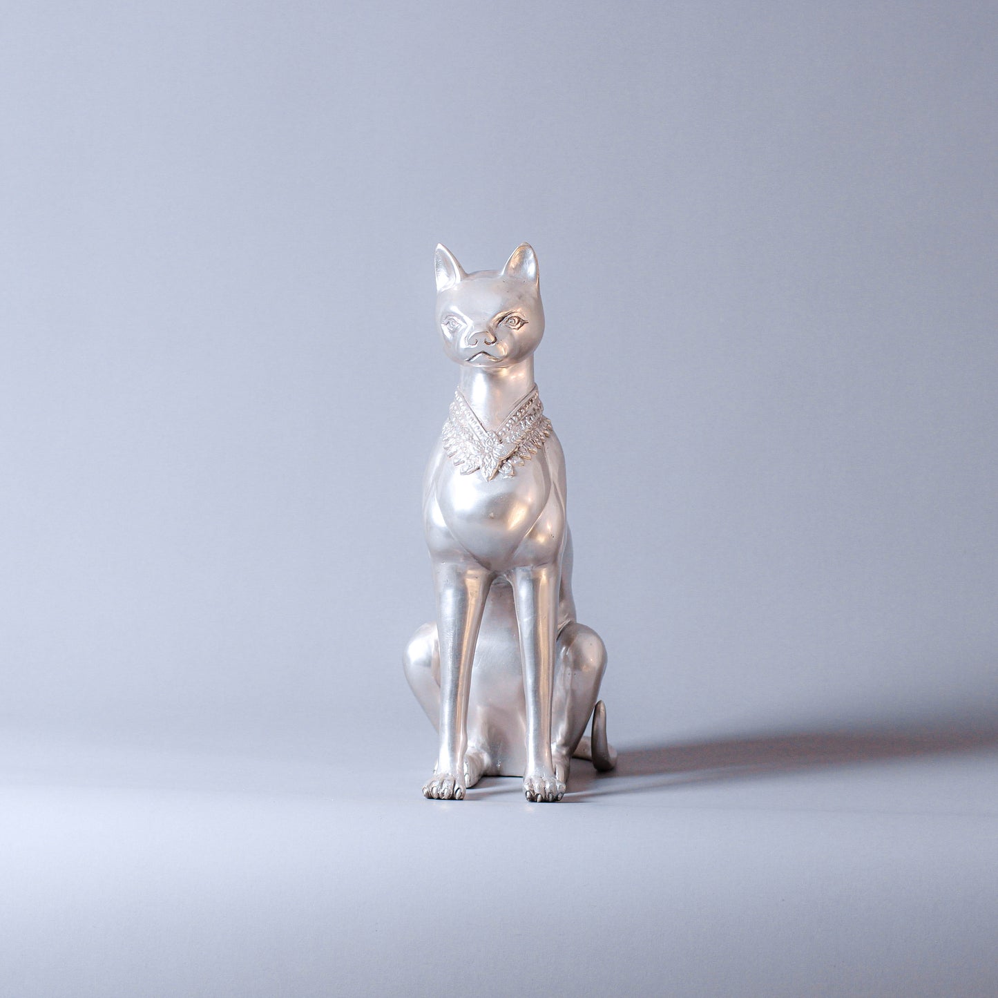 Silver Cat Bronze Sculpture