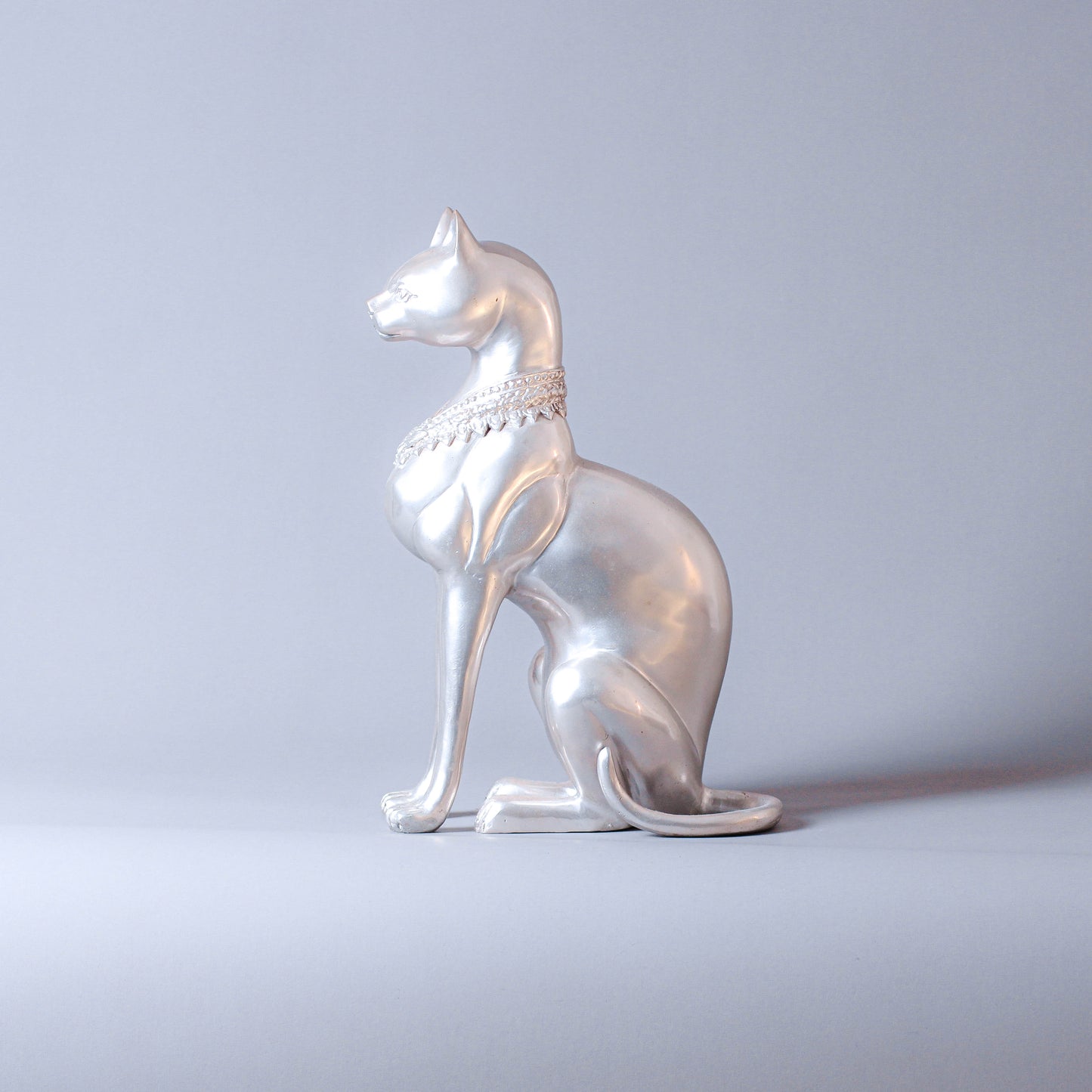 Silver Cat Bronze Sculpture