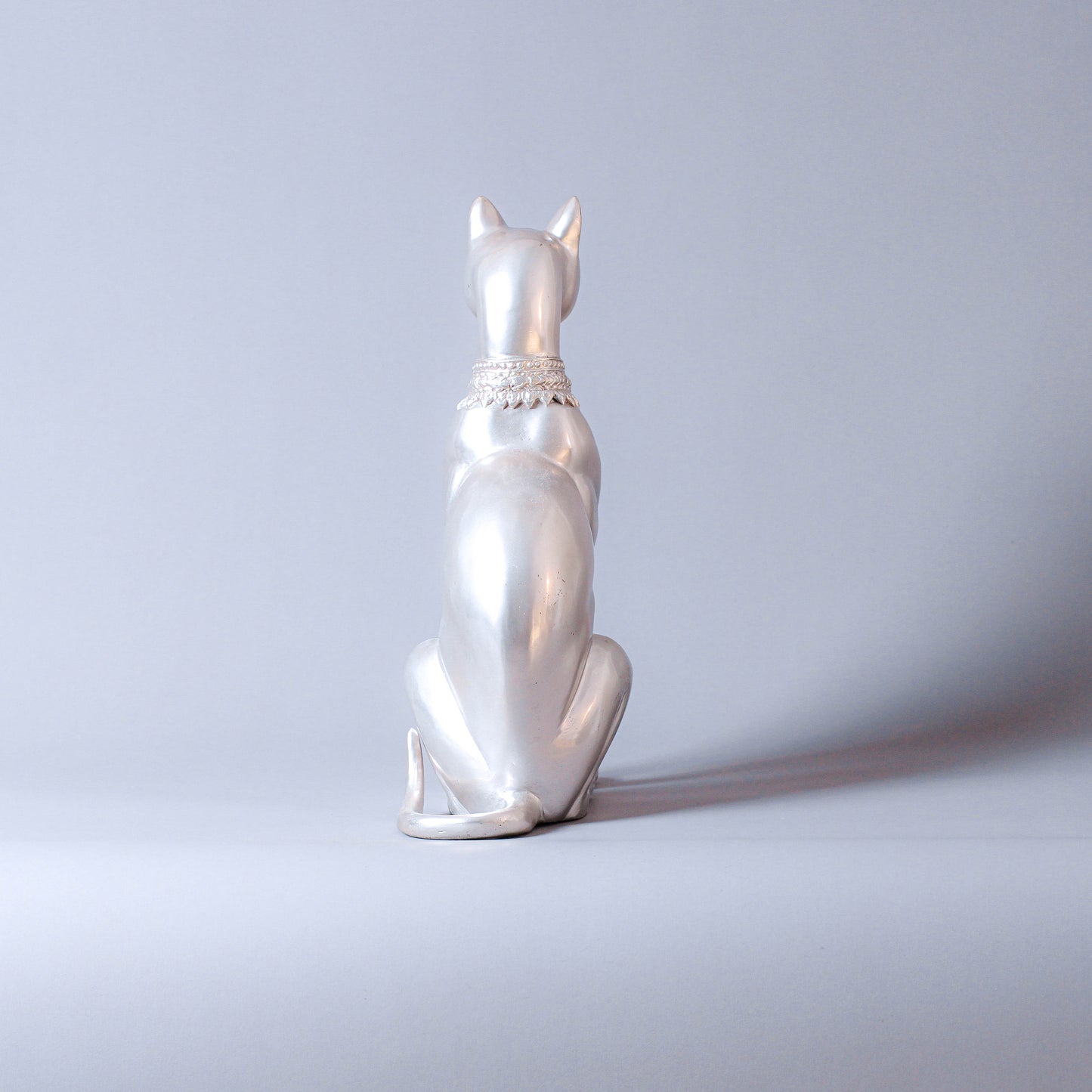 Silver Cat Bronze Sculpture