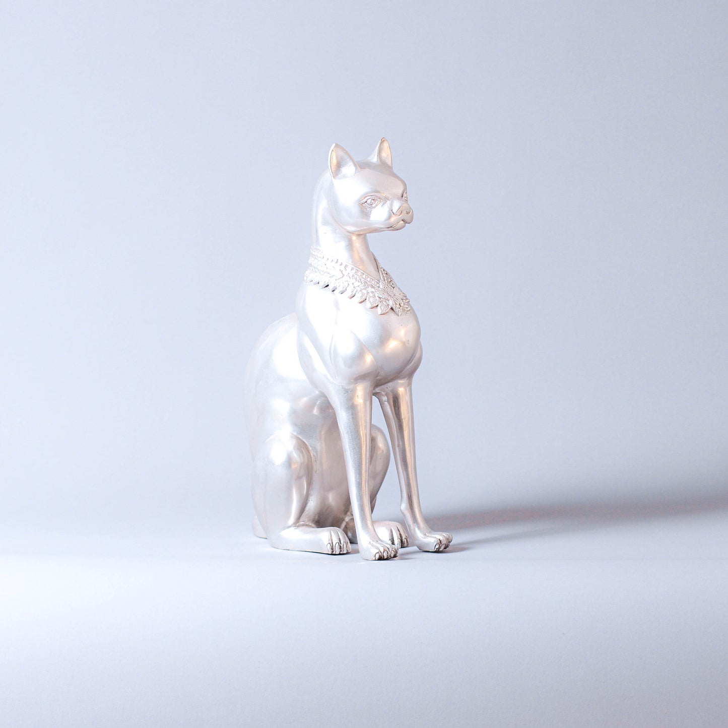 Silver Cat Bronze Sculpture