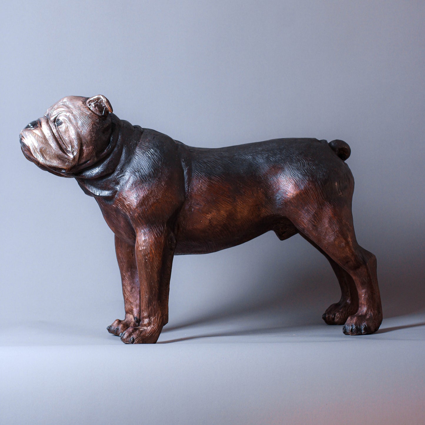 Standing Bulldog Bronze Sculpture