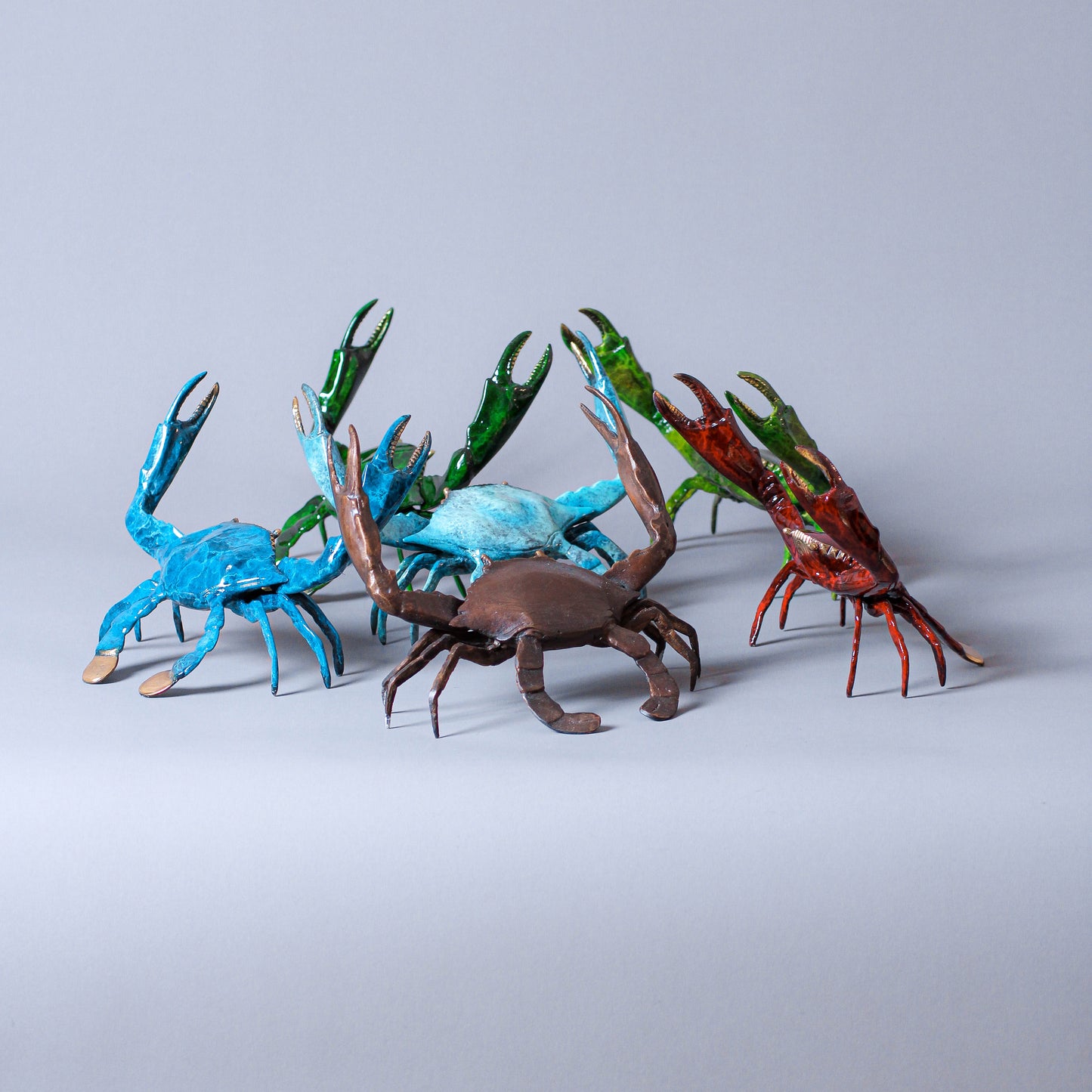 Crab In Color Bronze Sculpture