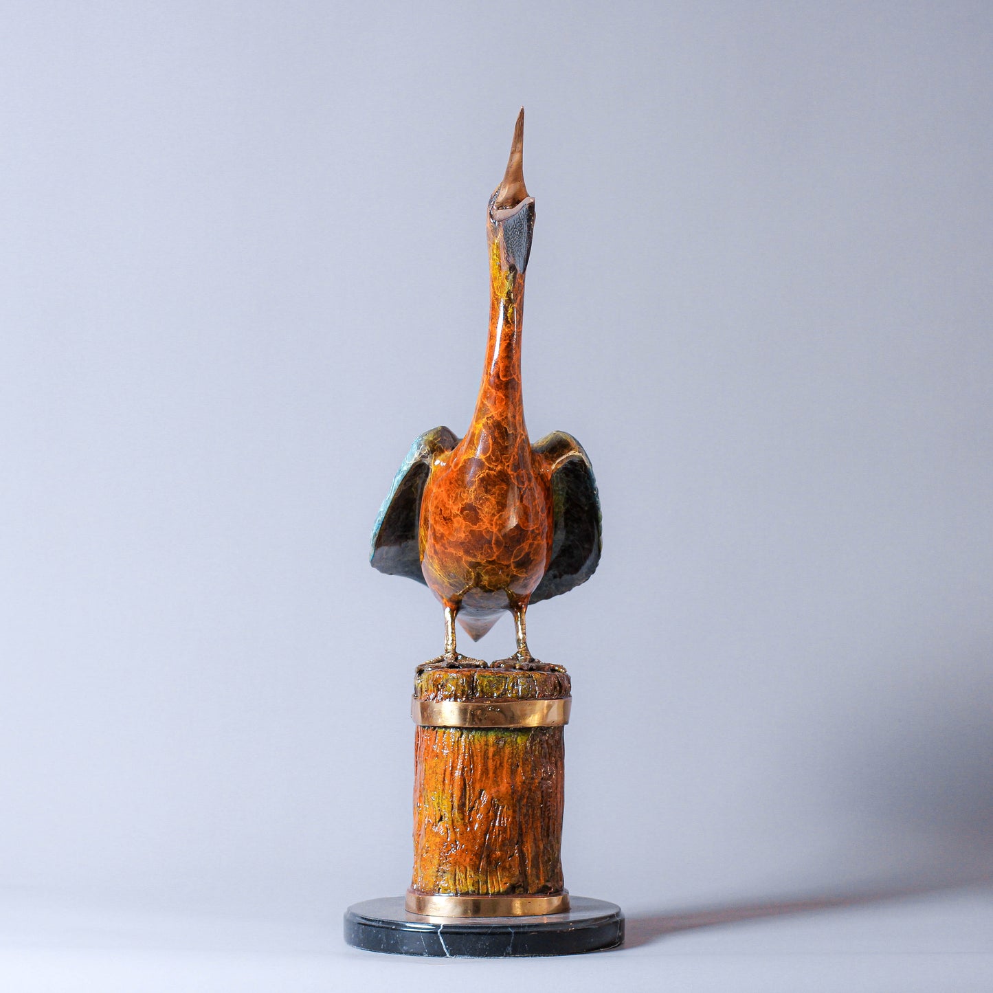 Pelican Bronze Sculpture With Marble Base